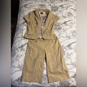 XOXO Tan Striped Capri Pantsuit